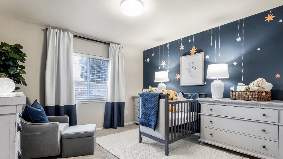 Bedroom 3 styled as a nursery