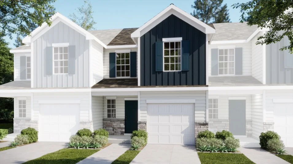 A farmhouse-style exterior