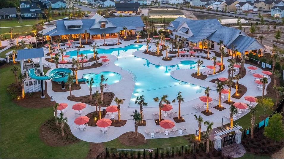 Carnes Crossroads Amenity Pool Aerial Dev