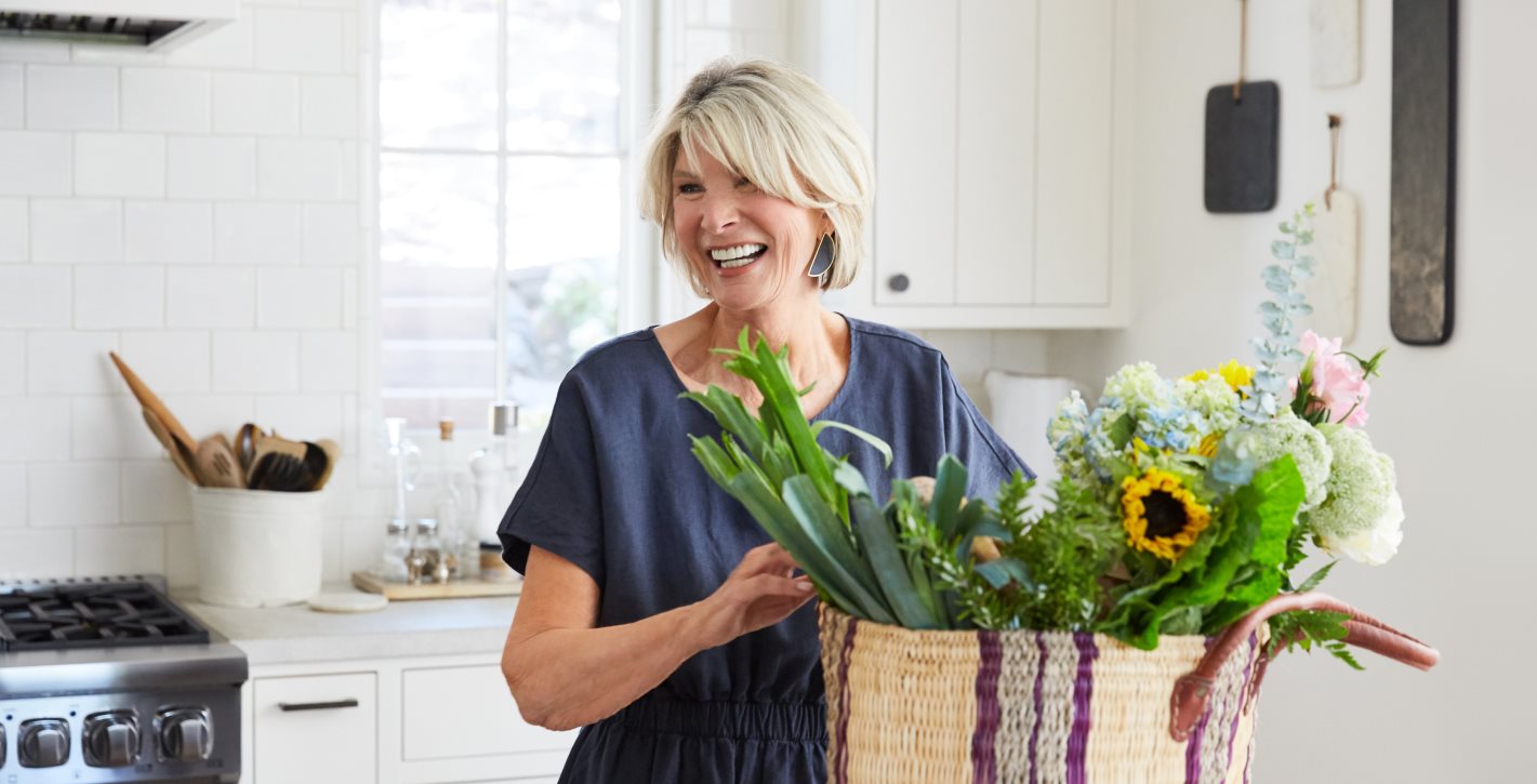 Woman arranging flowers