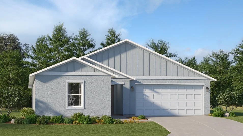 A farmhouse-inspired exterior