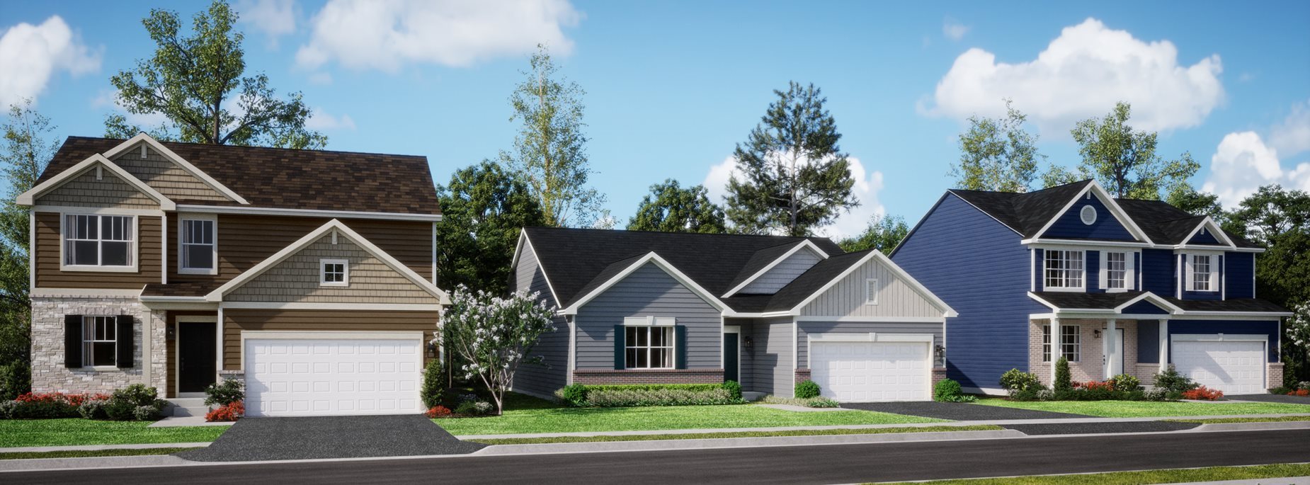 Exterior renderings of the homes at Heritage Hills in Maple Park