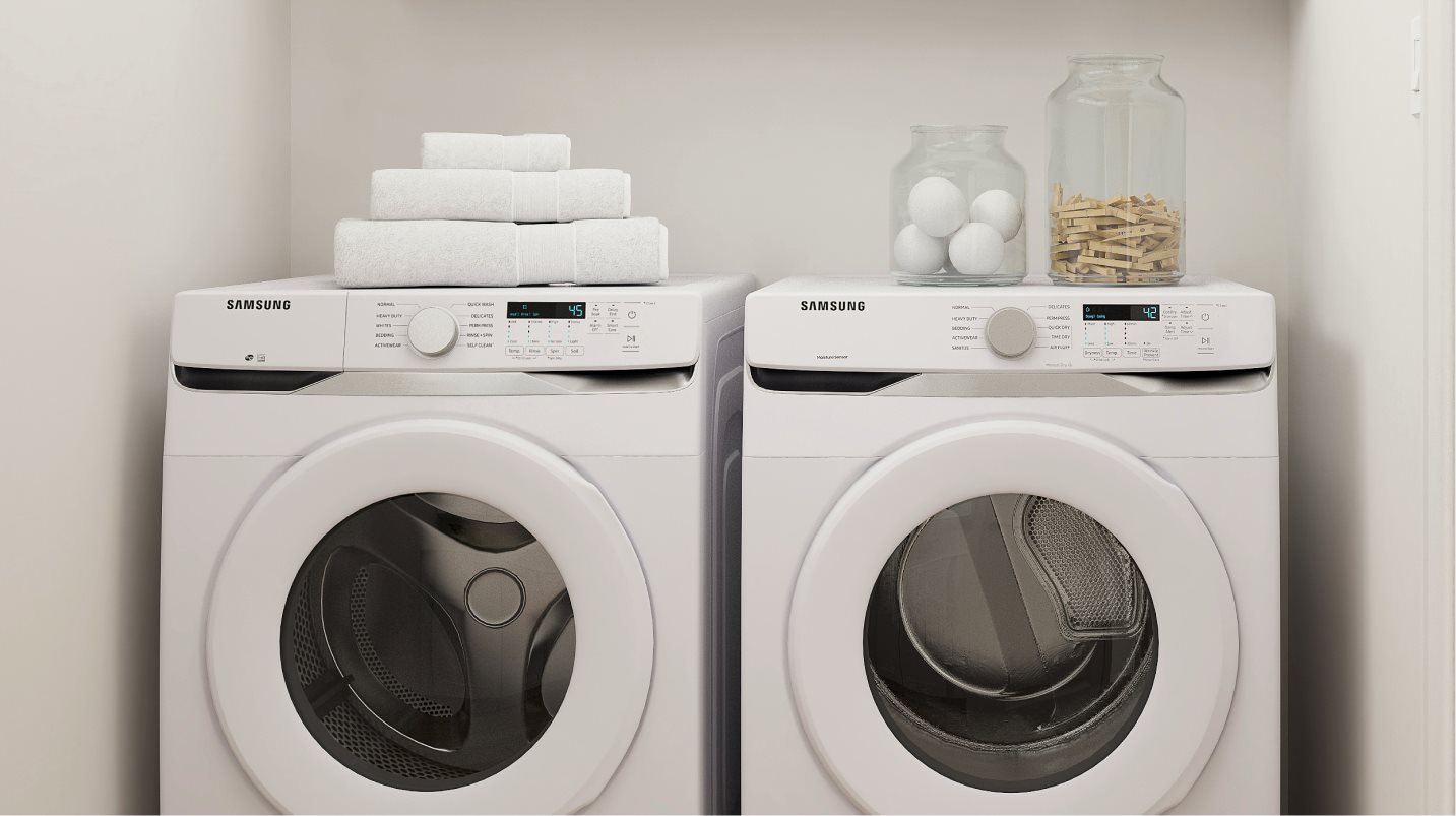 Included Samsung washer and dryer in the laundry room