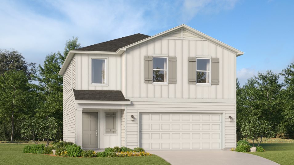 A farmhouse-inspired exterior