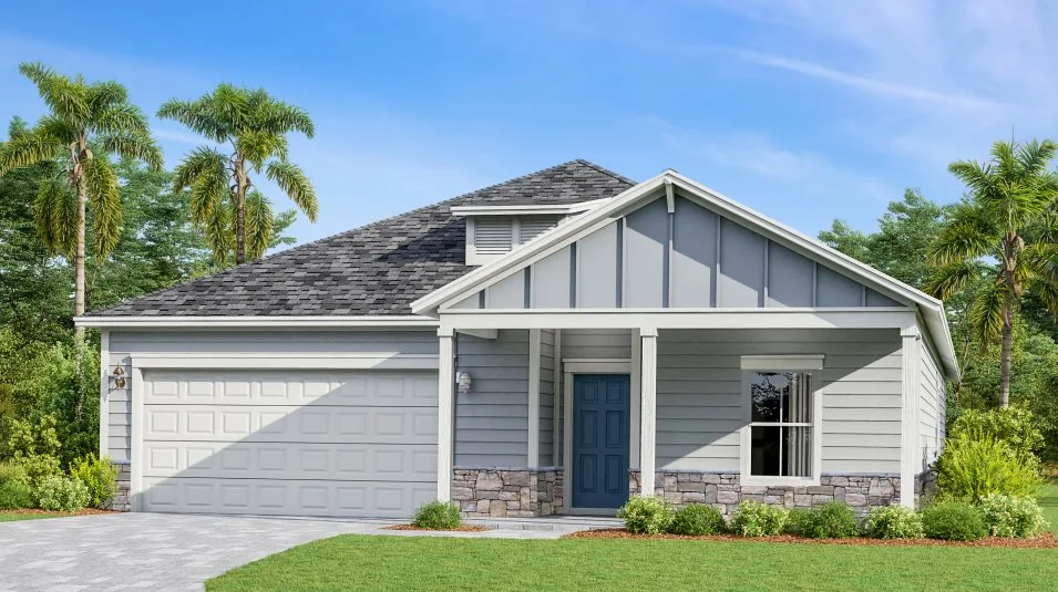 A farmhouse-inspired exterior