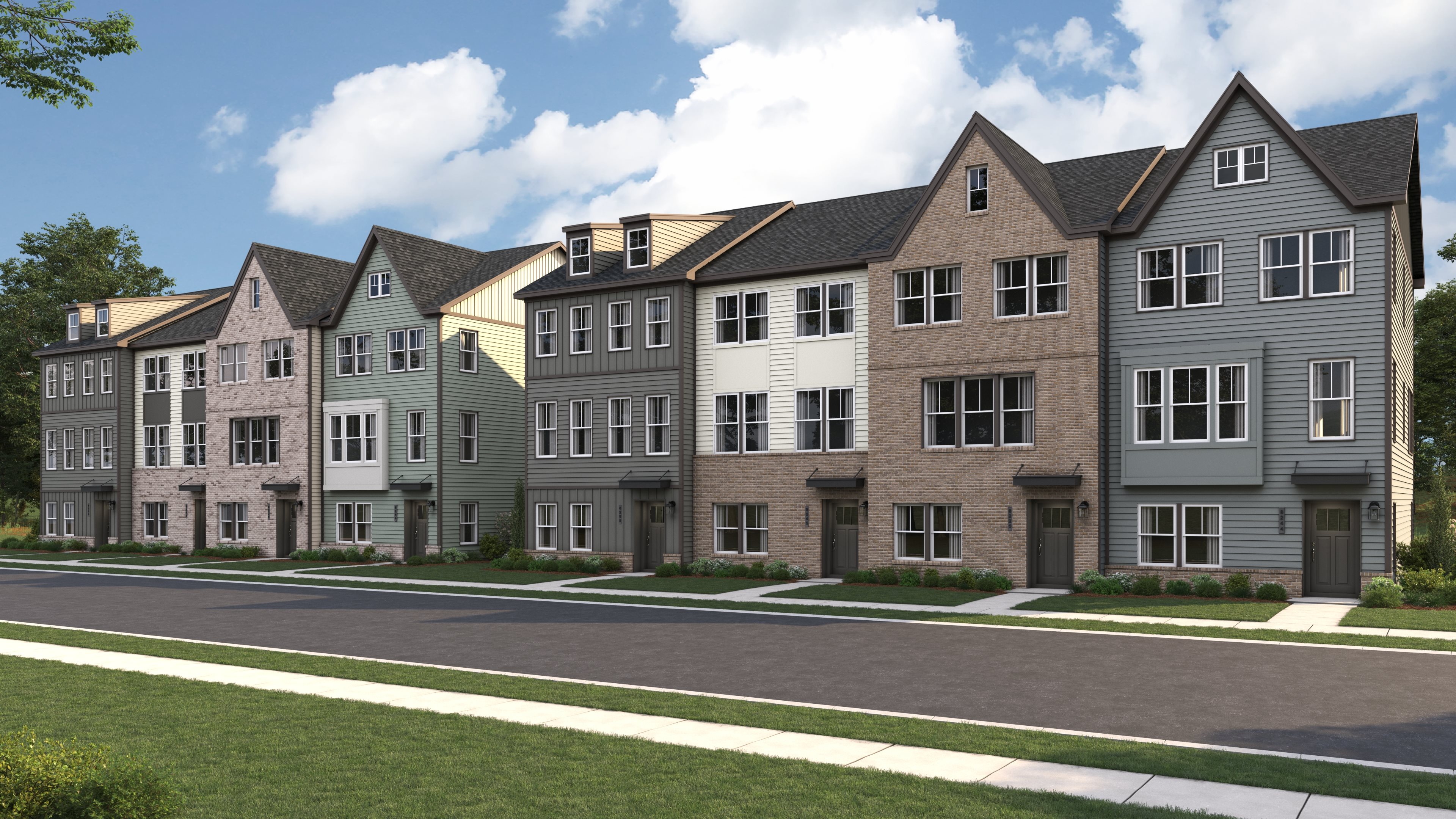 IMAGE: Renderings of townhomes similar to what's available at Liberty Valley at Watershed