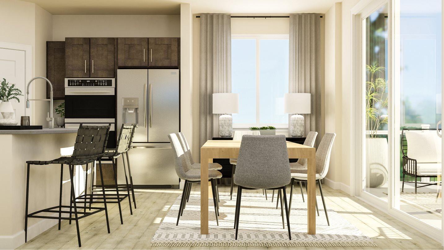 Dining space near the kitchen and outdoor space