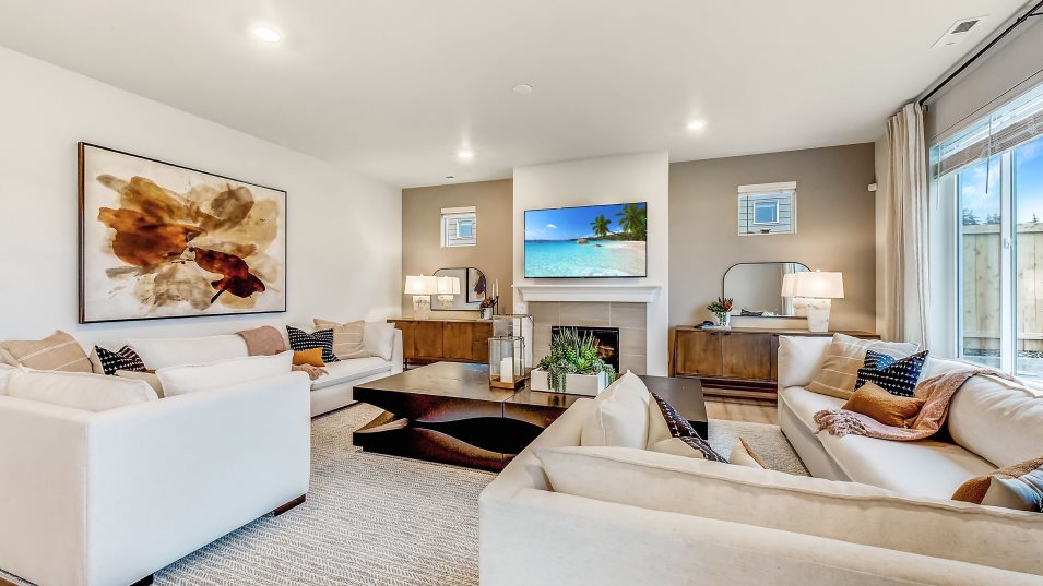 Furnished great room with large windows