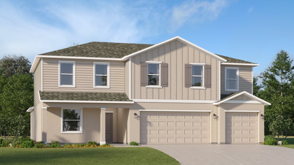 A farmhouse-inspired exterior