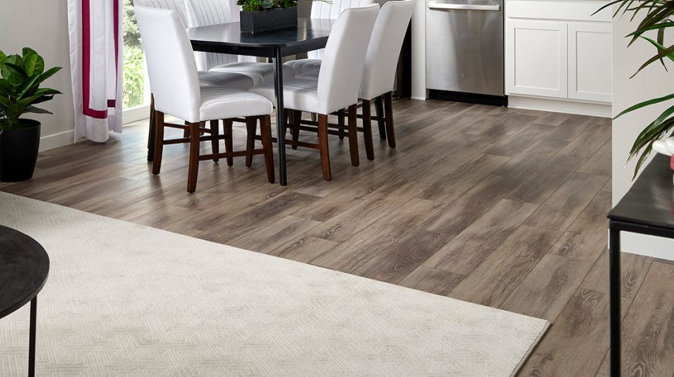 9" engineered vinyl plank flooring throughout main living areas