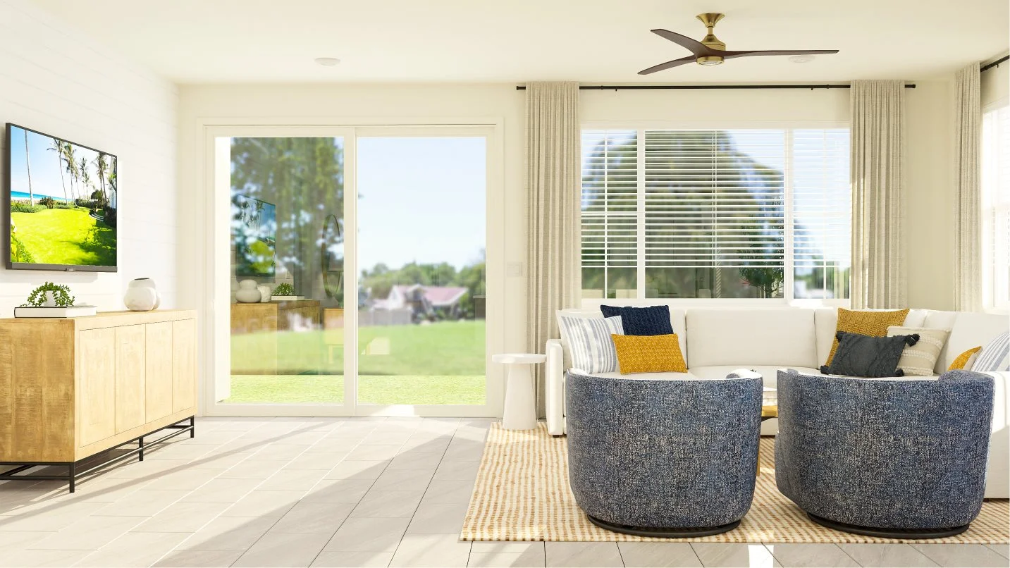 Living room overlooking the outdoor space