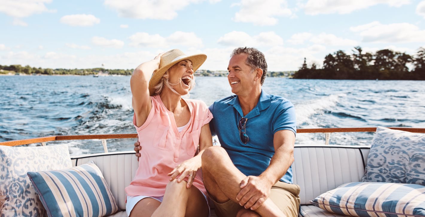 Couple sitting on a boat