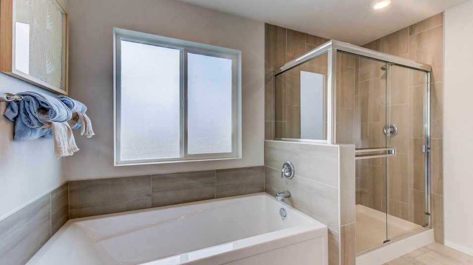 Stevenson 3car owners suite bathroom tub and shower