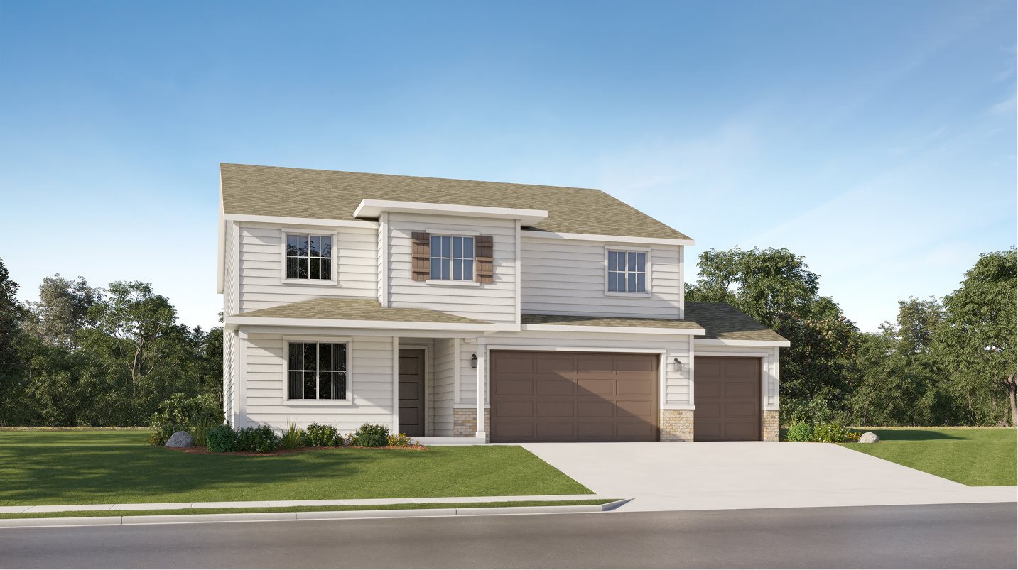 Traditional 3 car home image