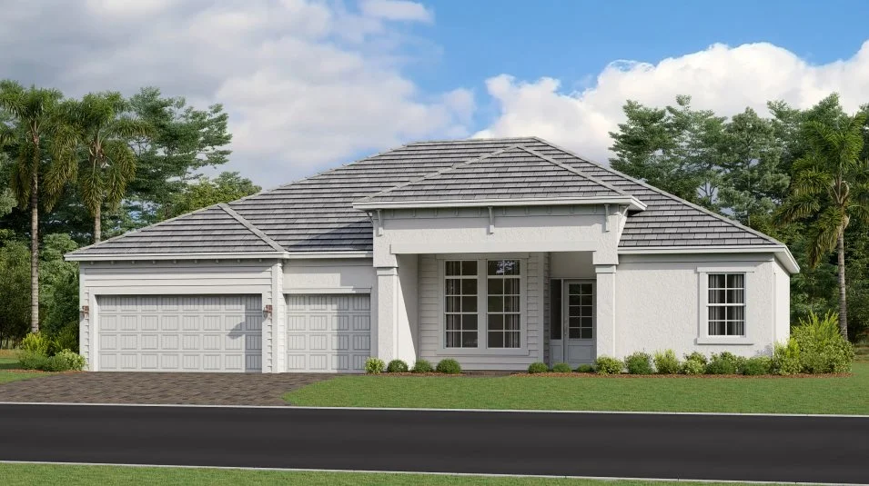 A classic exterior with clean stucco siding 