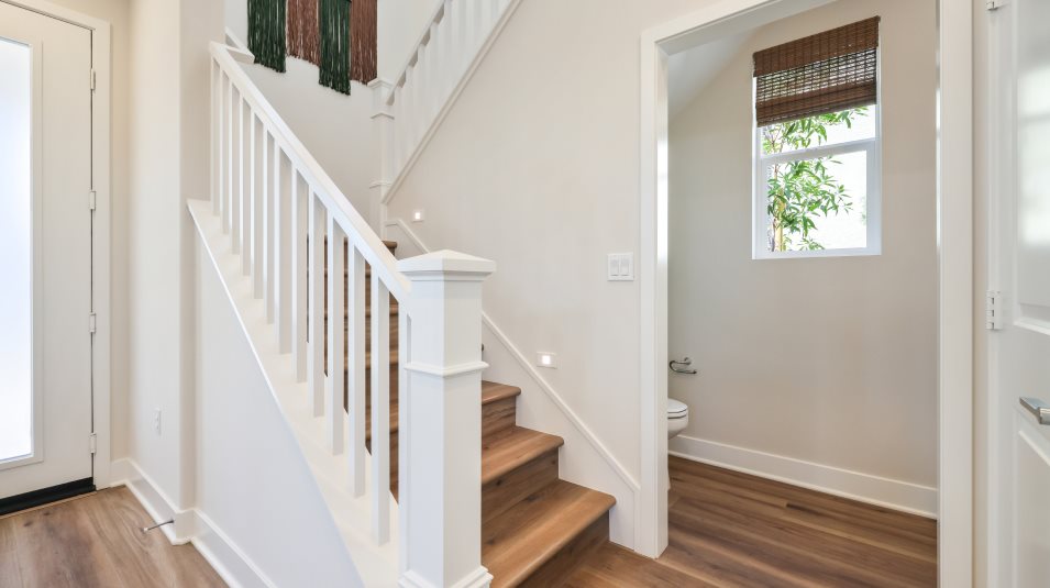 Open-stair railing at entry