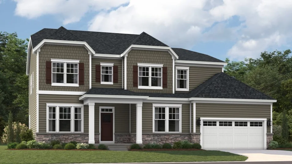 Concord Exterior Rendering Cottage with Stone Watertable