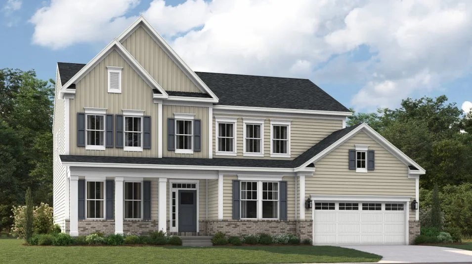 Concord Exterior Rendering Farmhouse with Brick Watertable