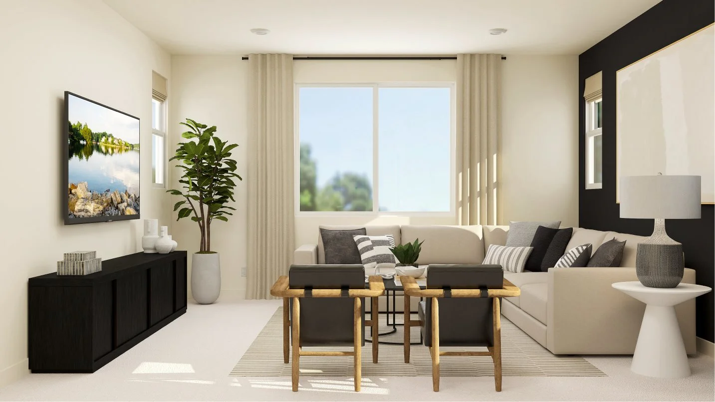 Bonus room styled as a secondary living space