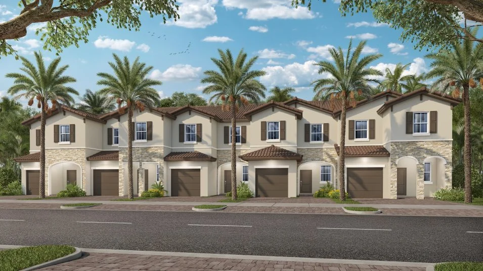 A front view of the townhomes
