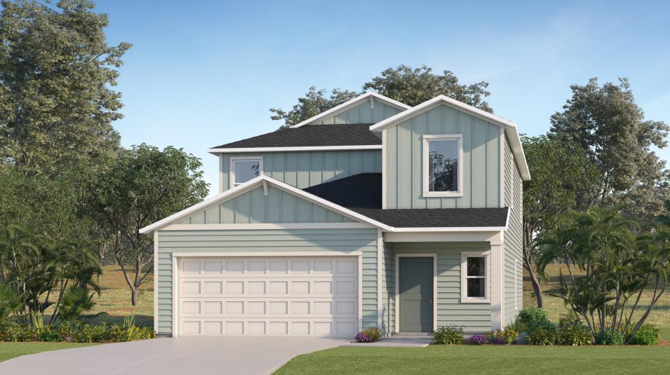A farmhouse-inspired exterior