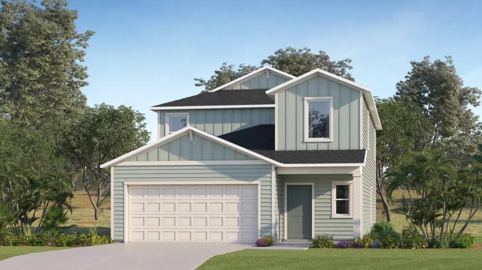 A farmhouse-inspired exterior