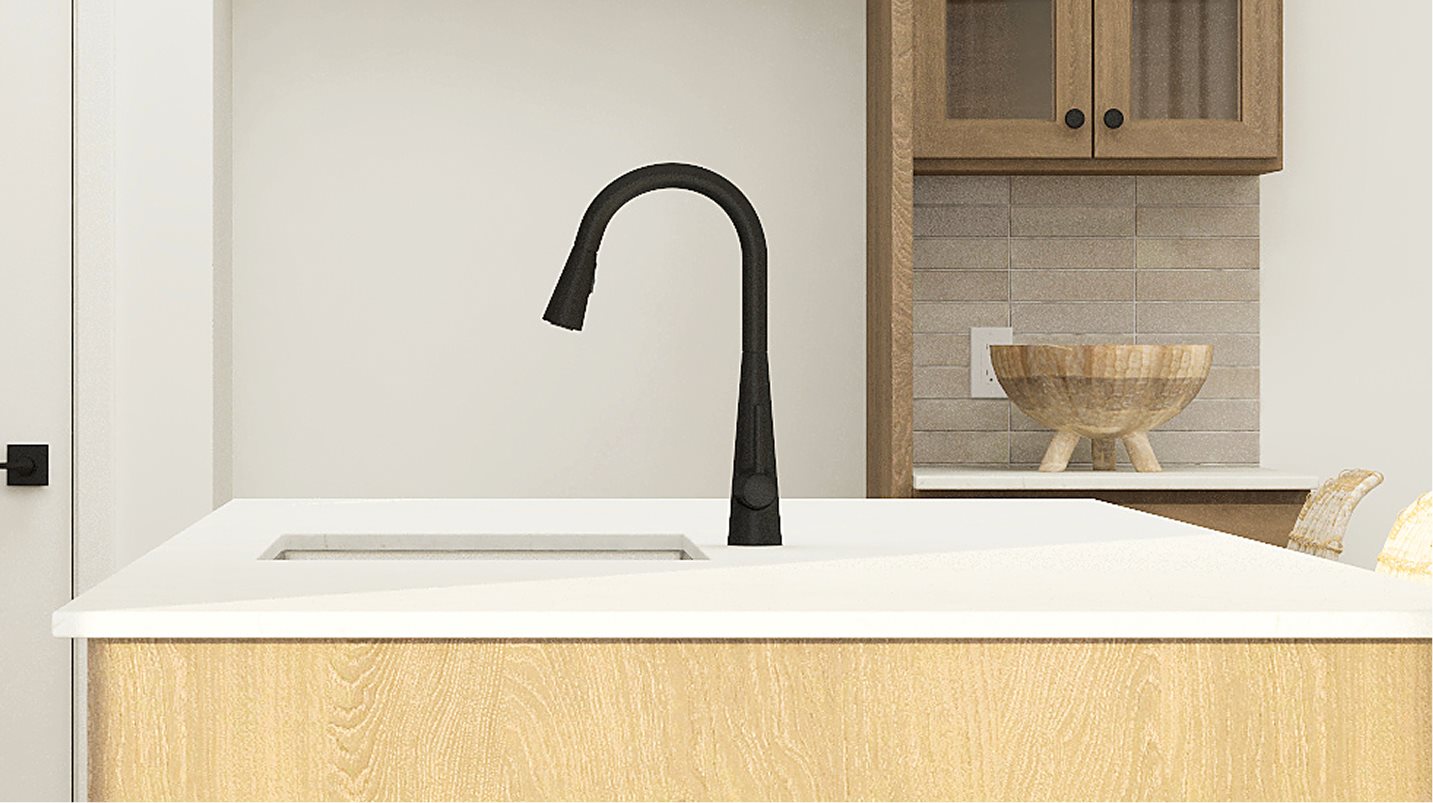 Faucet with pull-down spray in matte black