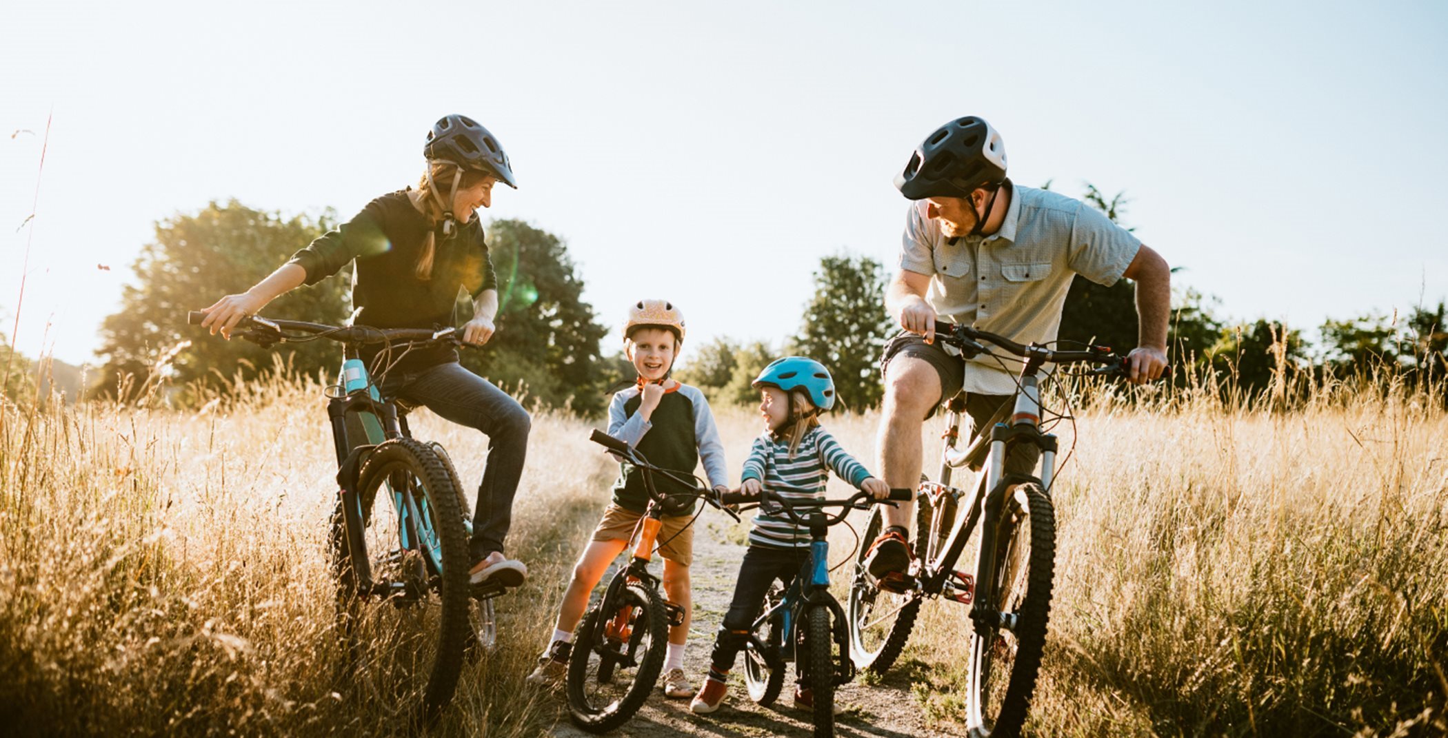 N Pic Activities Riding Bikes Family Trail Wheat Field