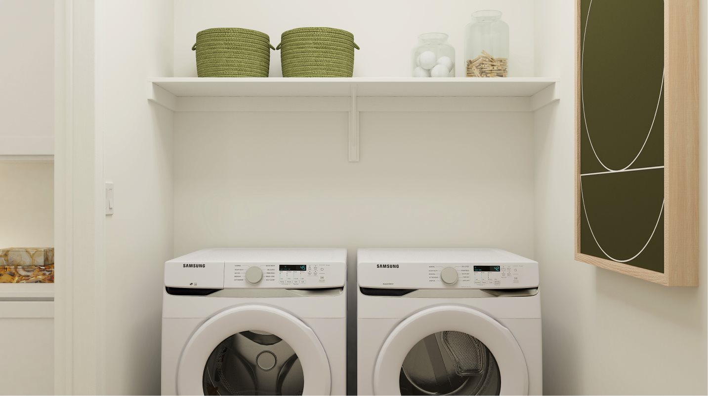 Washer and dryer in a laundry room