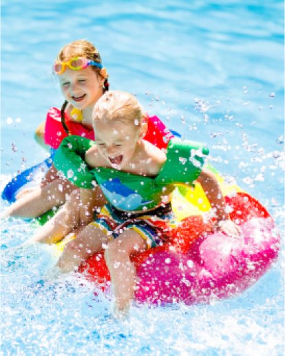 Two kids at swimming pool