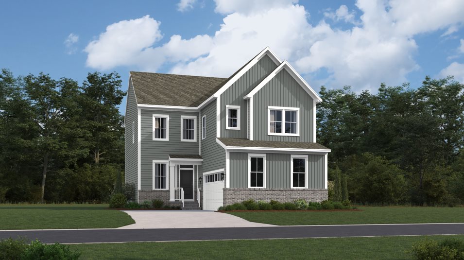 Meridian Exterior Rendering Farmhouse Brick Watertable