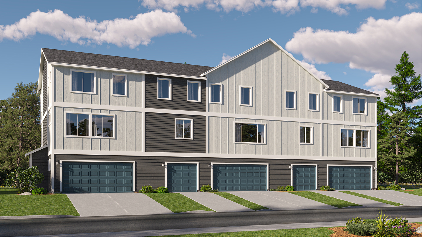 Campus Reserve Townhomes Exterior Modern Farmhouse Rear MFB
