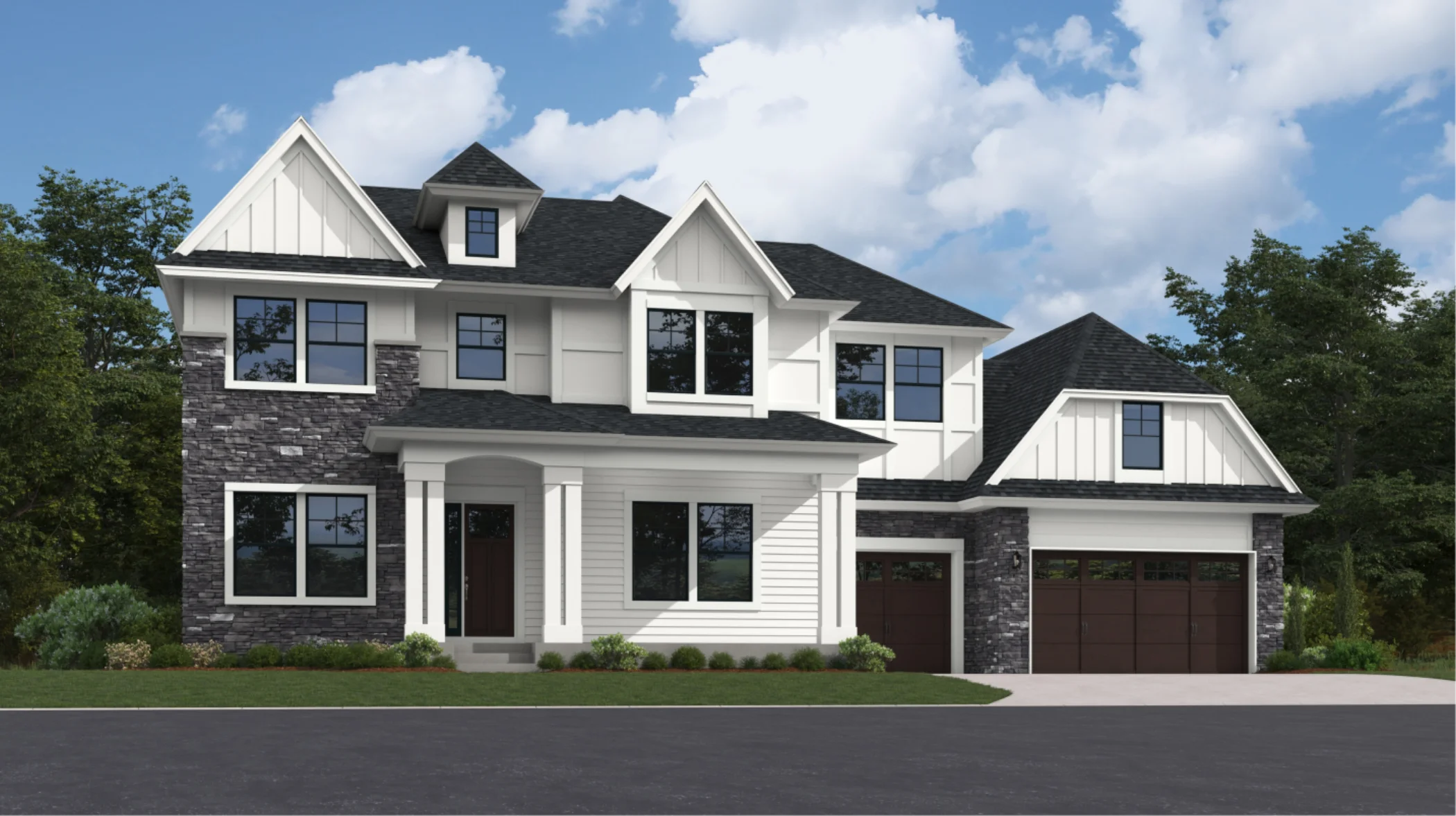 Cypress Exterior Rendering - Contemporary Tudor