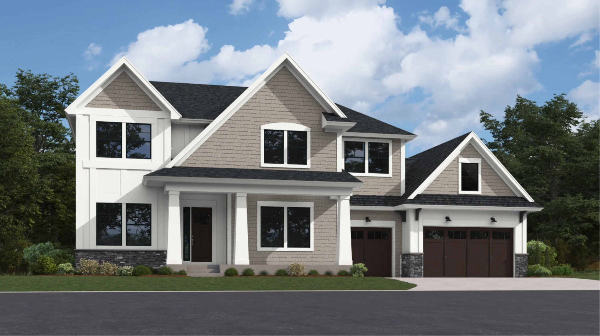 Cypress Exterior Rendering - Modern Shingle