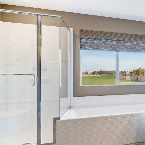 Owners bathroom shower and tub