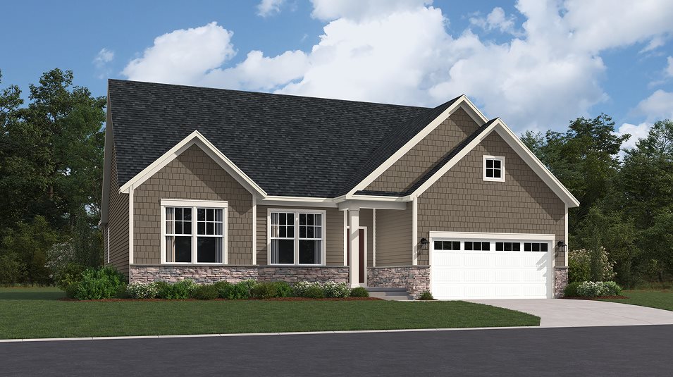 Chesapeake Exterior Rendering Cottage with Stone