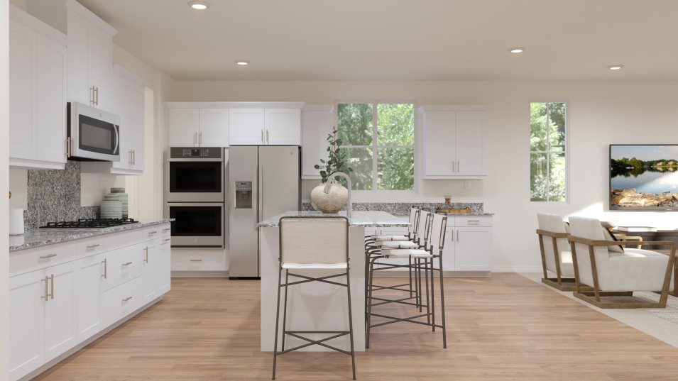 Kitchen appliances and island