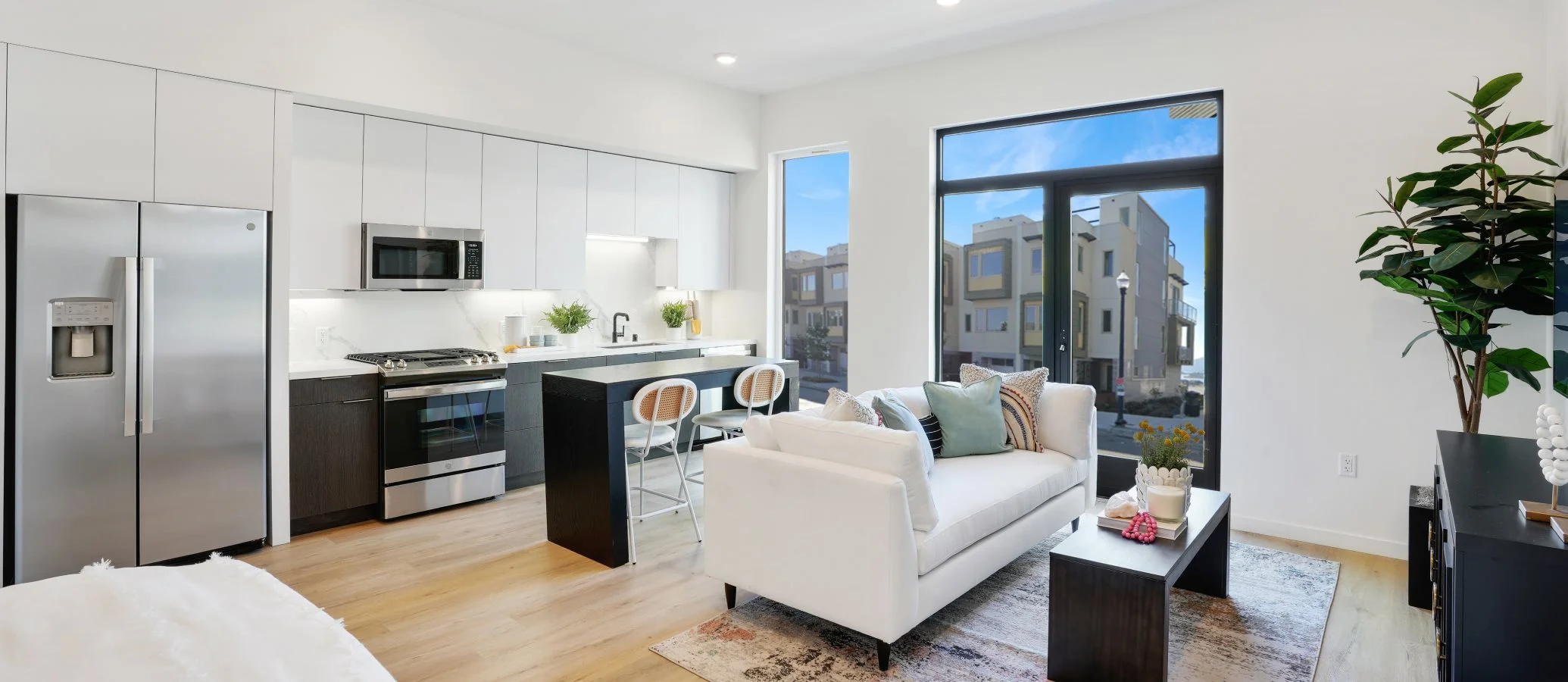 Studio kitchen and living room