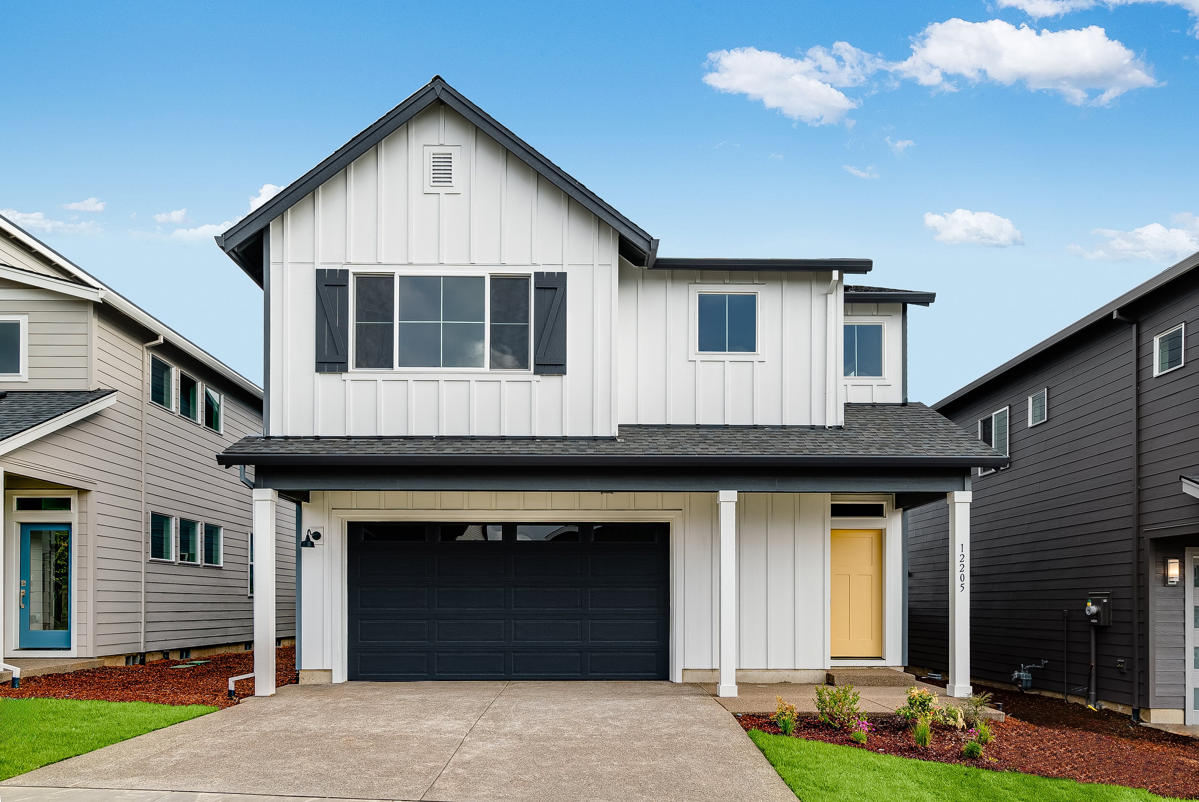 White two-story home