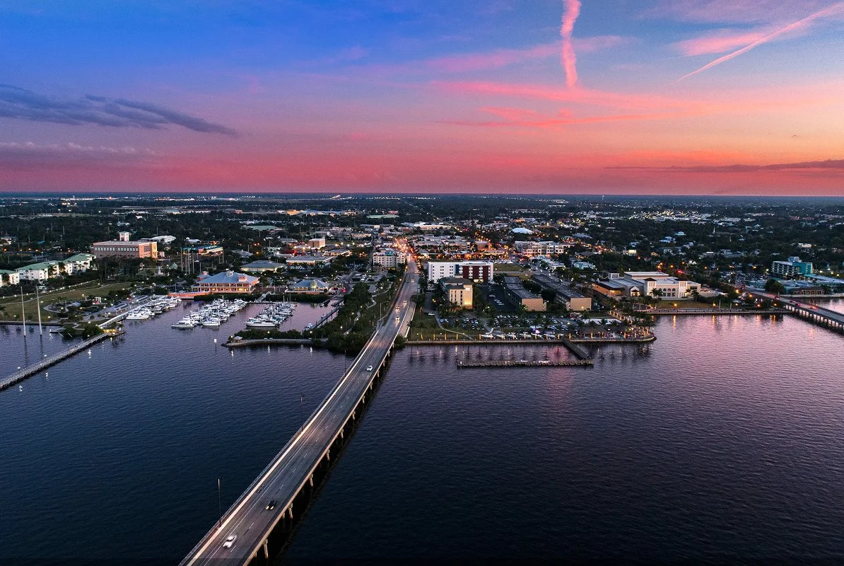 Punta Gorda aerial view at desk