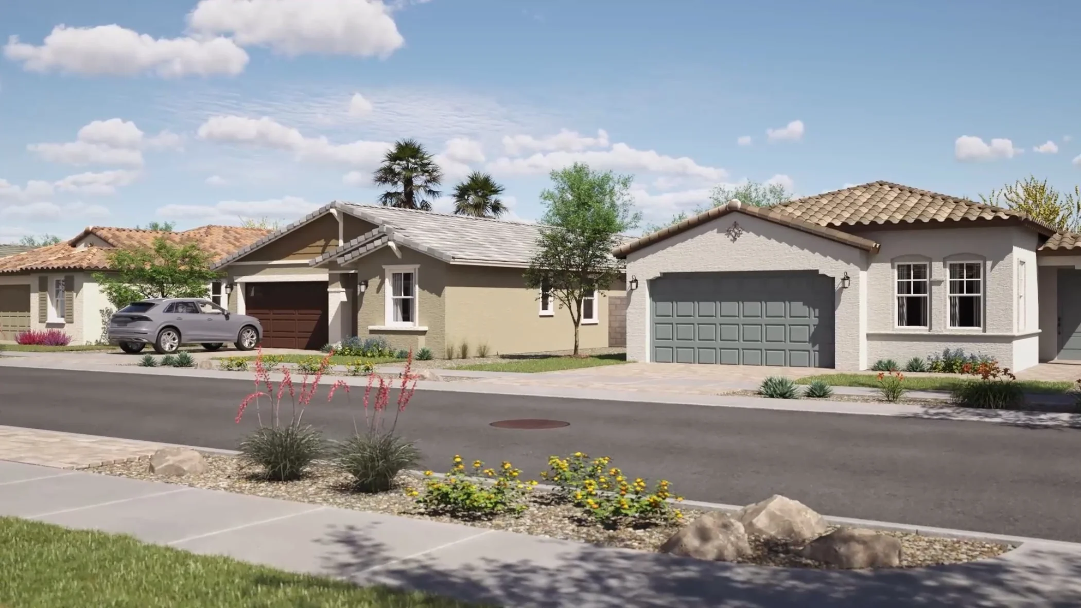 Still from the video that shows homes in the Western Garden masterplan