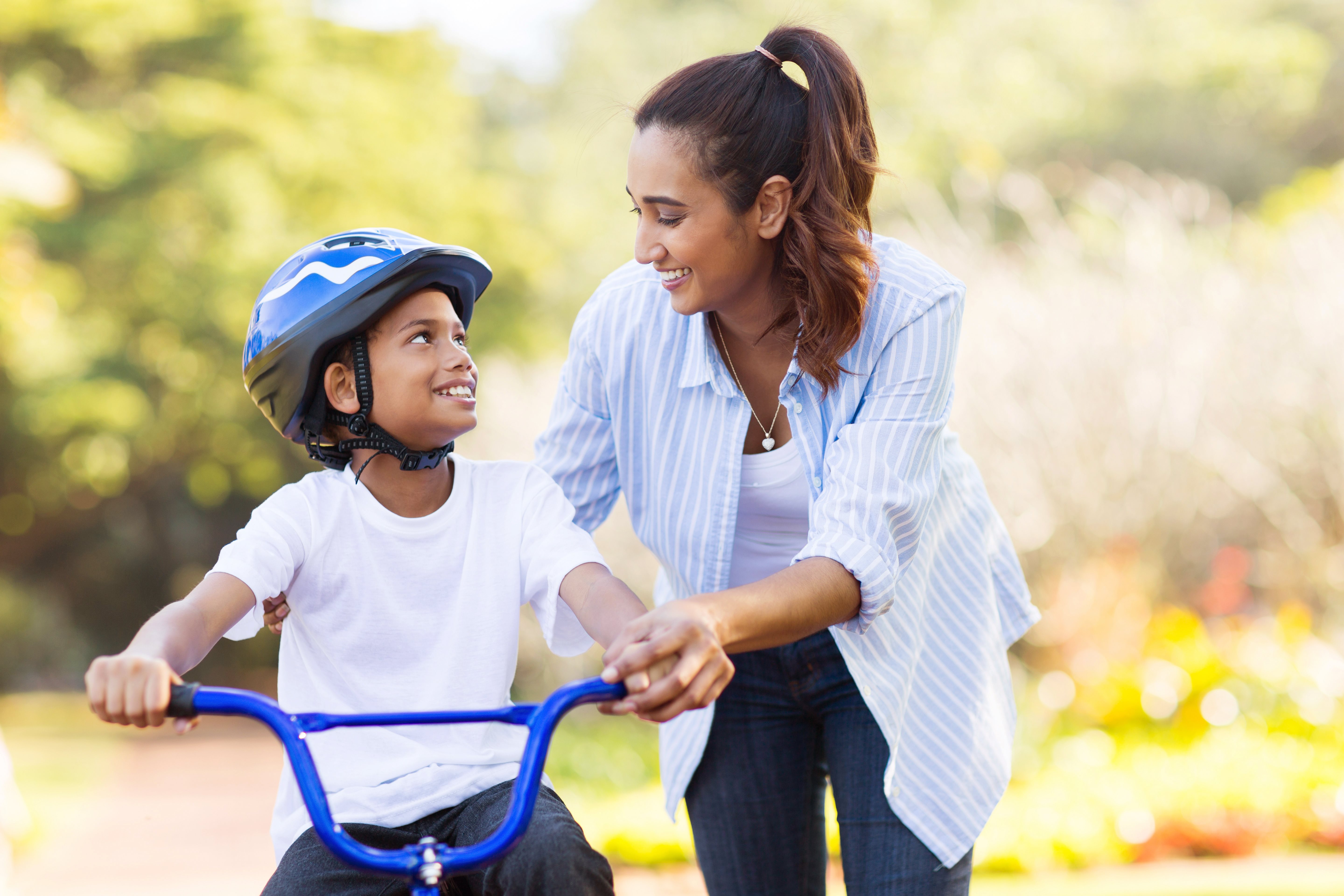 Family bike riding