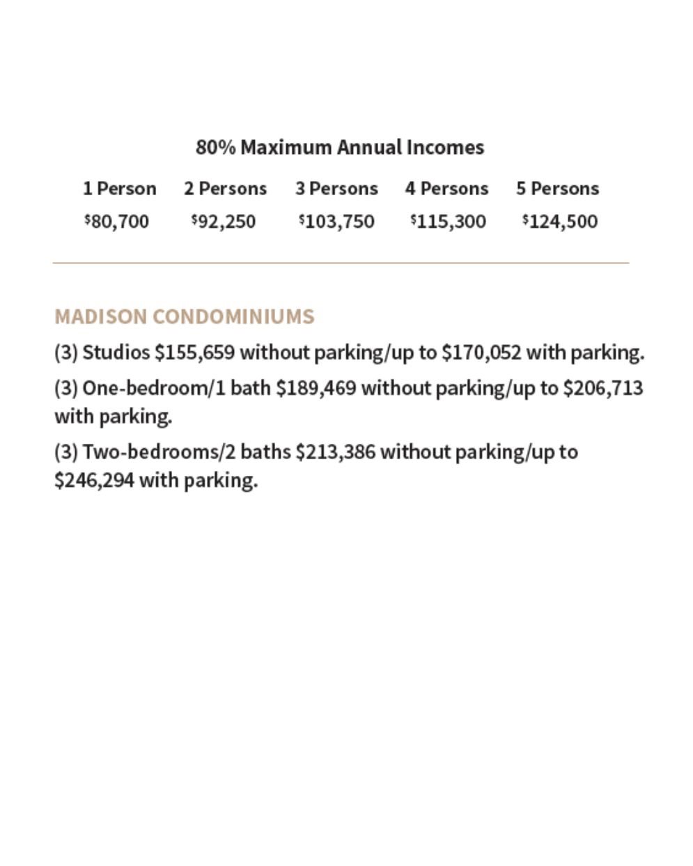80% Maximum Annual Incomes