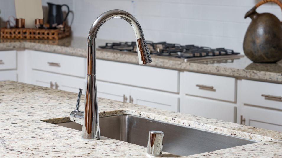 Sleek chrome pull-out spray faucet