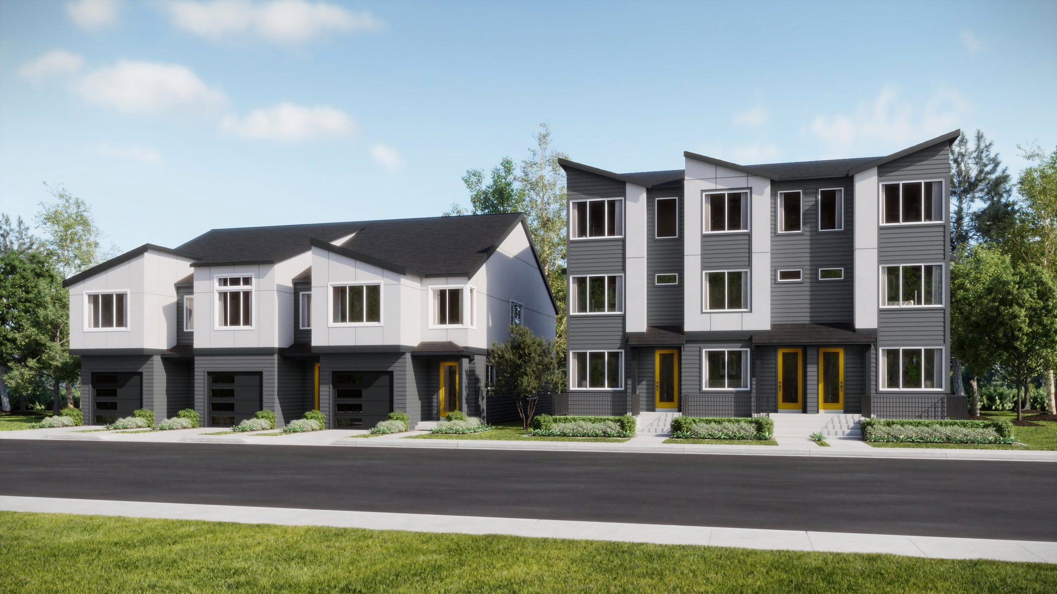 Exterior rendering of townhomes