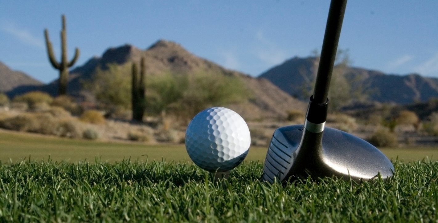 Close up of a golf ball on the green
