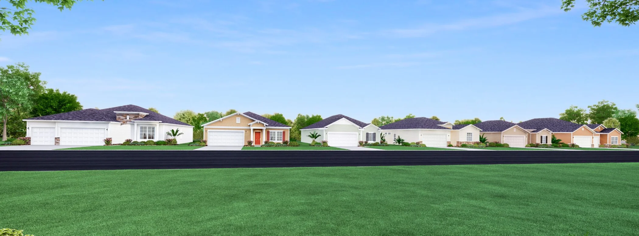 Marion Ranch plan streetscape view of homes