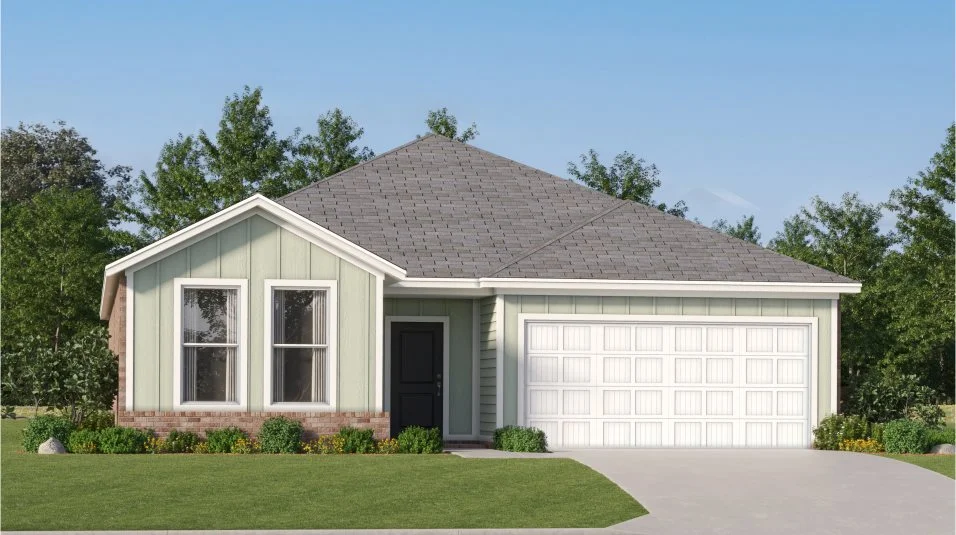 A farmhouse-style exterior