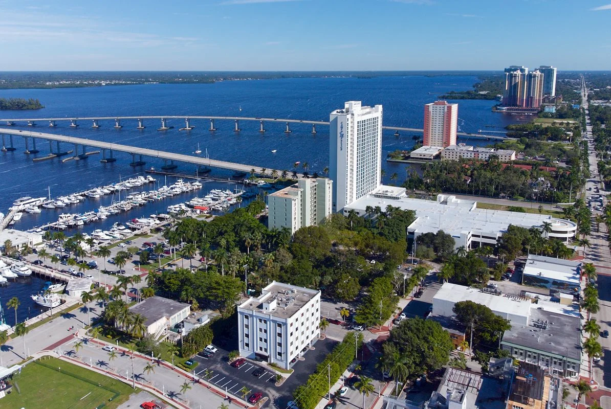 Aerial view of Downtown Fort Myers River District 