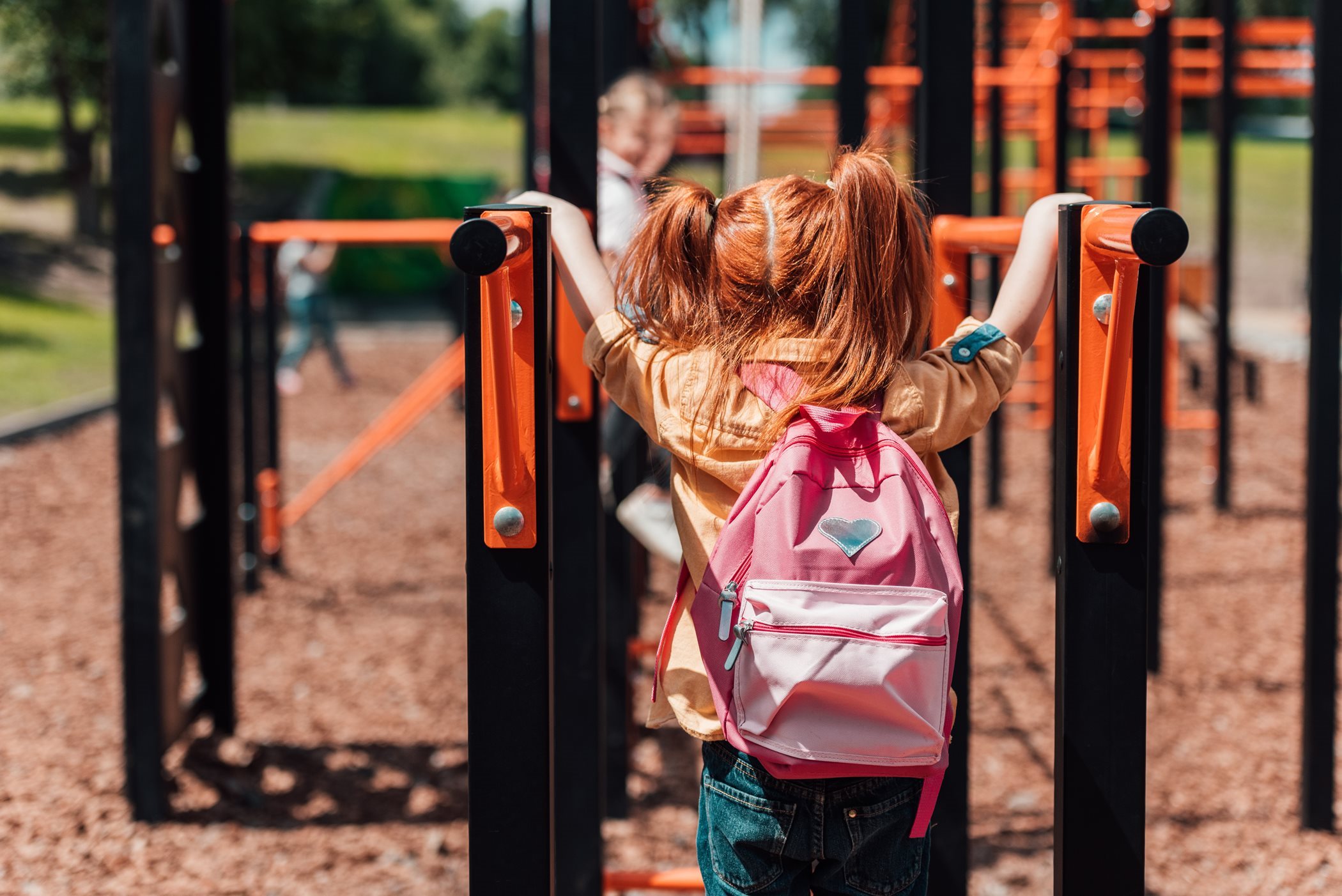 A child plays on a playground